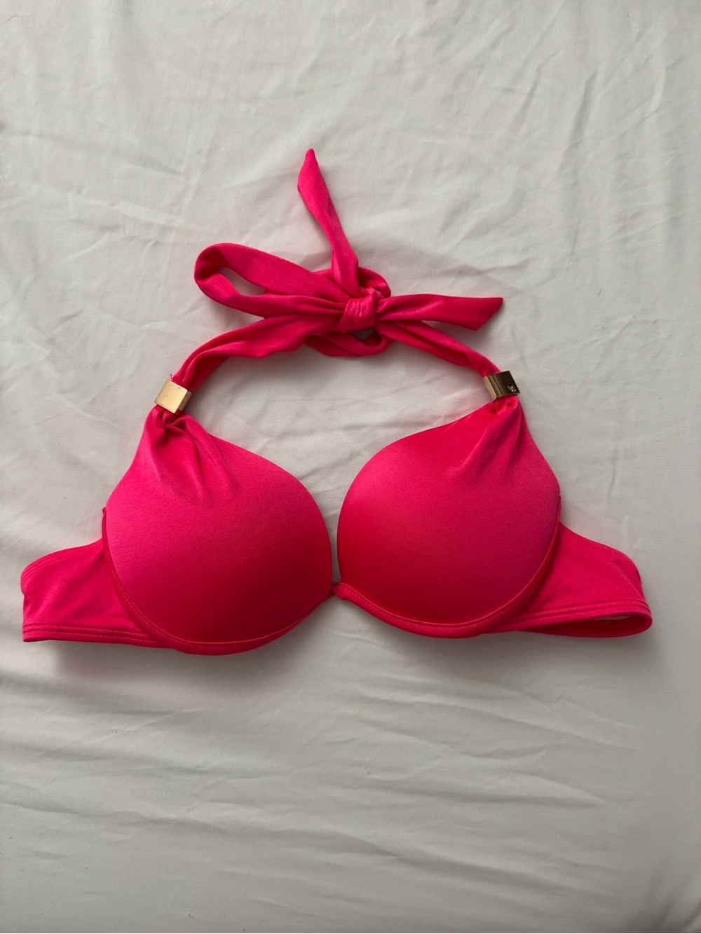 Hot Pink Halter Push-Up Bikini Top